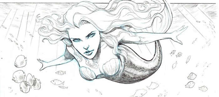 Esquisse du comics La Petite Sirène